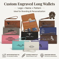 Selamat Hari Ibu, Dompet untuk Wanita, Dompet Kulit dengan Ukiran Laser, Dompet Panjang Kulit Sintetis dengan Tali untuk Pengukiran Laser