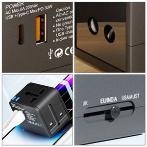 Hot Selling Travel <b>Adapter</b> <b>Plug</b> Custom Logo Worldwide Universal Multi Adapt 2 <b>USB</b> Power <b>Adapter</b> for Corporate - Product Image 5