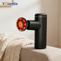 Nueva Función: Mini Pistola de Masaje con Compresión de Calor y Luz Roja, Amplitud de 8 mm, Potente Masajeador de Percusión para Alivio de Tejidos Profundos