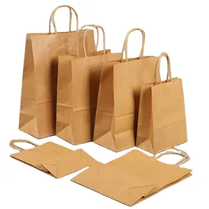 カスタムトップランク製品卸売カスタムロゴ環境にやさしい茶色のファーストフード持ち帰りクラフト紙袋
