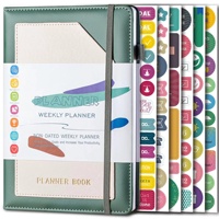Gran oferta, planificador mensual semanal A5, banda elástica de papel grueso Premium, diario de tapa dura personalizado, planificador, cuaderno de presupuesto