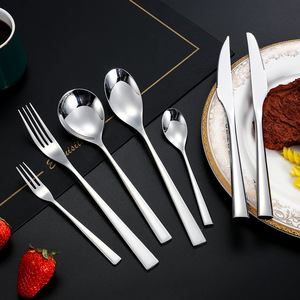 Ensemble de couteau, fourchette et cuillère à steak en acier inoxydable 304, manche carré, couverts de style occidental, résistant à la rouille, pour la restauration - Product Image 4