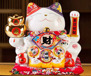 Figurine de <span class=keywords><strong>chat</strong></span> <span class=keywords><strong>porte</strong></span>-bonheur en céramique faite à la main, automatique, qui agite la main, 11 pouces, cadeau pour la décoration de la maison, Nouvel An chinois, mariage - Product Image 4