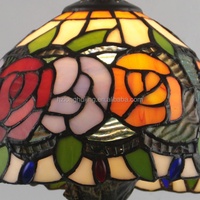 Lampe de bureau Tiffany en verre teinté LongHuiJing de 8 pouces, abat-jour en forme de rose coréenne, dôme AC E14