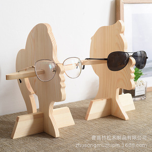 Wooden Eyewear Display Rack 2 Slots Handmade <b>Desktop</b> <b>Stand</b> For Sunglasses And Glasses - Product Image 1