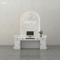 Comptoir de réception moderne aspect pierre, motif marbre de luxe avec éclairage LED pour salon de coiffure et boutique de vêtements haut de gamme