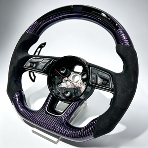 Volant sport en fibre de carbone à fond plat, compatible avec <span class=keywords><strong>Audi</strong></span> A3, A4L, A5, A6L, A7, Q5, Q7, <span class=keywords><strong>TT</strong></span>, R8 (modèles anciens et nouveaux), <span class=keywords><strong>Audi</strong></span> A6 C7 - Product Image 2