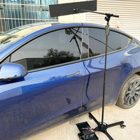 Outil universel professionnel de réparation de bosses de voiture en acier inoxydable, avec support de roue et lumière de nivellement LED pour phares, réglable en 6 couleurs