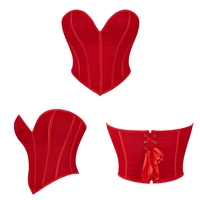 Haut Corset Bustier Femme Sexy Échancrure Cœur Court sans Bretelles avec Baleines Style Mariage