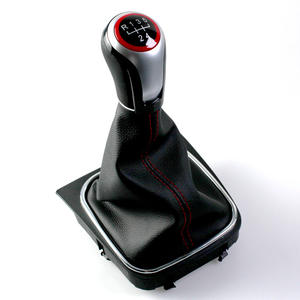 Poignée de levier de vitesses Volkswagen en cuir avec surpiqûres rouges, 5 ou 6 vitesses, transmission manuelle, design ergonomique - Product Image 2