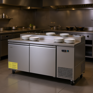 Réfrigérateur commercial Vevor pour cuisine, 67 pouces, porte simple, 20,3 pieds cubes, table de préparation pour pizzas avec 9 bacs et comptoir de 20 pouces - Product Image 2