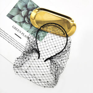 MIO voile de luxe avec strass étoilés noir blanc bandeau pour dame femmes fête tête décoration maille voile - Product Image 1