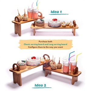 Detachable Portable Double-Layer <b>Tray</b>, Solid Wood <b>Dinner</b> Plate, Creative Ornament, Luxury Dessert Table, Acacia Wood Display - Product Image 2
