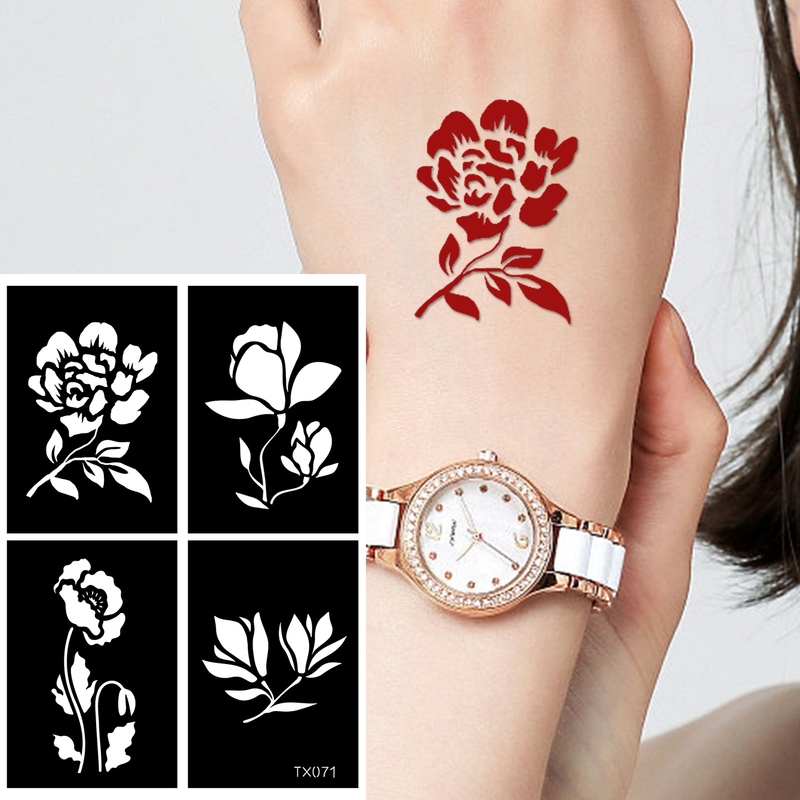 Custom Finger Flower Temporary Template Tattoo
