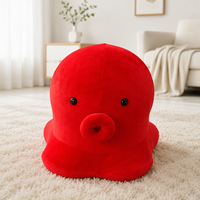 Fauteuil d'appoint au design moderne et mignon en forme de pieuvre, petit tabouret en forme d'animal de dessin animé avec tissu en velours facile d'entretien pour salon et chambre à coucher