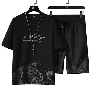 Wholesale Cheap Men's T Shirt and Short Set Summer Short Sleeve Tops and Pants Suits Breathable Casual Running Set Fashion