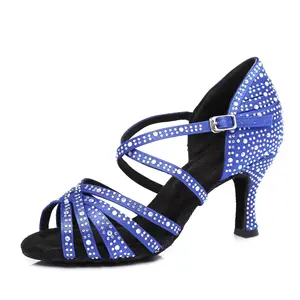 최신 유행 아름다운 L377 여성 하이힐 새틴 라틴 볼룸 살사 댄스 신발