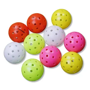 Bola berputar tanpa kelim, harga pabrik satu buah bola picleball Multi Warna untuk luar ruangan 40 lubang Pickleball