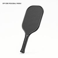 Raquette de pickleball avec surface en graphite, forme allongée, poignée en caoutchouc, manche long, design sans bords, surface à haute friction