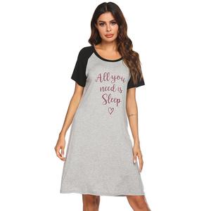 Camisón de Verano para Mujer, Modal, con Estampado de Letras, Color Contrastante, Ropa Casual para el Hogar, <span class=keywords><strong>Pijamas</strong></span> para Mujer - Product Image 1