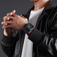 NAVIFORCE 8070 Montre Homme Tendance Noire Étanche Lumineuse Chronographe Quartz Montre-Bracelet de Luxe Sportive pour Homme Reloj