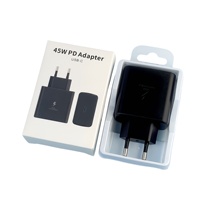 US UK EU PD 45W pengisi daya Super cepat dan kabel Data Tipe C adaptor daya pengisi daya cepat untuk Samsung