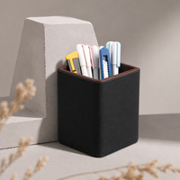 Porte-stylos carré en cuir PU, porte-crayons, organisateur de papeterie de bureau, boîte de rangement pour accessoires de bureau