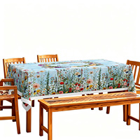Nappe Imprimée Floral Ciel Aquarelle « Hello Summer » en Gros, Housse de Table Anti-Taches pour Fêtes, Plage, Maison, Design Personnalisé