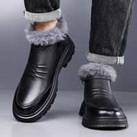 Bottes Oxford pour hommes, respirantes, antidérapantes, à lacets, en cuir véritable, en cuir de vache, bottes d'hiver pour la neige