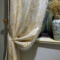 Tissu de rideau jacquard à fil doré de style français, luxe léger, pour chambre à coucher, avec motif gaufré haute précision, occultant à forte opacité