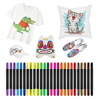 Marqueurs textiles permanents à double pointe KHY personnalisés, 24 couleurs non toxiques