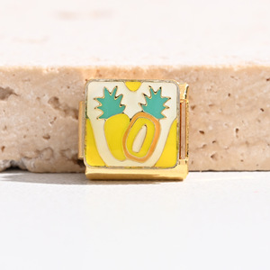 Italian Style Modular Bracelet Gold Fruit Charms DIY Jewelry Accessories Unisex Gift Charm Set Zinc Alloy Bezel Setting - Product Image 2