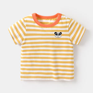 Camiseta Infantil de Verano de Algodón con Rayas Multicolores al por Mayor de Proveedor Chino - Product Image 1
