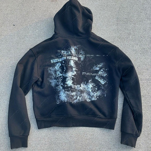 เสื้อฮู้ดดี้คอกลมทรงปกติ ผ้าฝ้าย 100% คุณภาพสูง สไตล์ย้อมสีแบบแอซิดวอช พิมพ์ลาย DTG แบบดิสเทรส หนัก 360 กรัม ซิปหน้า ใส่ได้ทั้งชายและหญิง เหมาะสำหรับฤดูร้อน - Product Image 2