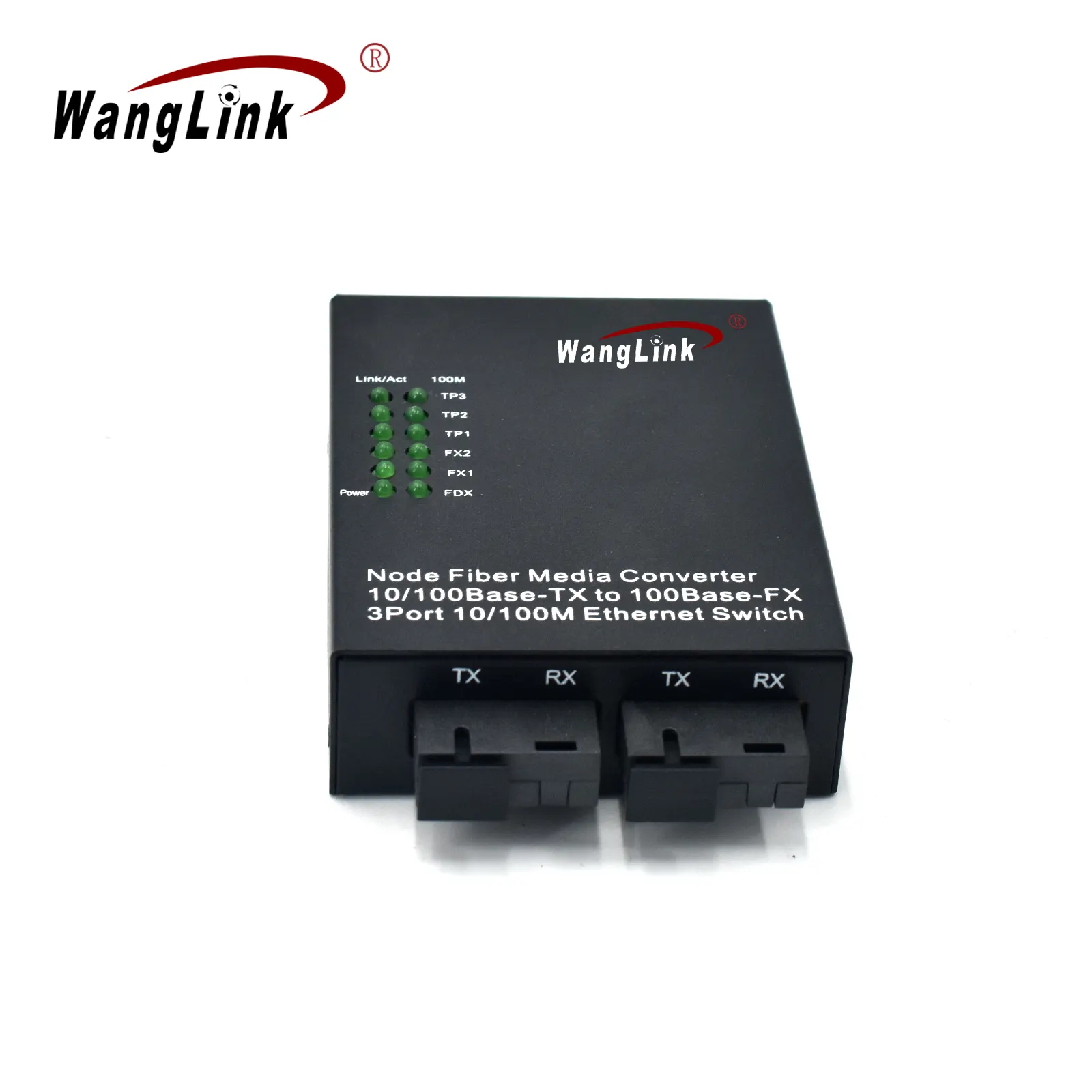 Wanglink Fast Fibre Ethernet Switch 10/100Mbps 2-Port-SC-Glasfaser mit 3 100-Mbit/s RJ45-Port-Glasfaserkonverter