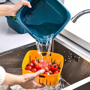 All'ingrosso 3 in 1 colino da cucina colino cestello di scarico in plastica a doppio strato con coperchio antipolvere - Product Image 2