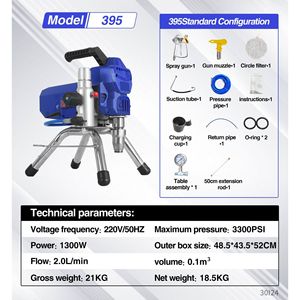 395 Plunger Type Spray Painting Machine Stainless Steel Pump Body <b>Brushed</b> Dc Motor Compact Lightweight Mortar Spray Machine - Product Image 5