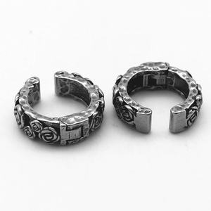 ต่างหูหนีบผู้ชาย สแตนเลส 316L กันน้ำ ไม่หมอง สีโรส แกะสลัก ลายพังก์ อินดัสเทรียล สำหรับผู้ชาย - Product Image 2