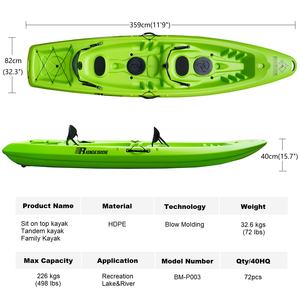 China Barato HDPE Sit on Family <span class=keywords><strong>Kayak</strong></span> Durable 3 personas Touring Sea Kayaks y canoas Estable Tandem Canoe/<span class=keywords><strong>Kayak</strong></span> para 2 o 3 personas - Product Image 4