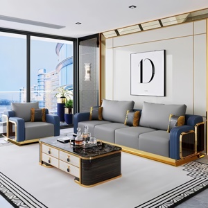 Ensemble d'angle de luxe italien, contemporain, haut de gamme, en cuir véritable, moderne italien, en bois massif, en forme de L - Product Image 3