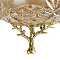 Cendrier de luxe moderne en verre taillé avec pieds en alliage doré, design rond ambré pour la décoration de table de salon, d'hôtel ou de bureau