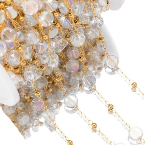 2025 nuovo all'ingrosso acciaio inossidabile 7mm piatto rotondo bianco chiaro perline placcato in <span class=keywords><strong>oro</strong></span> catena per la creazione di accessori per gioielli - Product Image 5