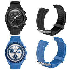 Bracelet de montre de sport personnalisé en caoutchouc 20 mm TPU élastique de remplacement pour Moonwatch Orange <span class=keywords><strong>Noir</strong></span> Blanc Bleu Jaune - Product Image 3