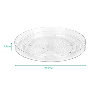 Multifunction Clear Plastic PET Kitchen Turntable Lazy Susan Organizer Rotating Spinning Storage Container For Food Kitchen