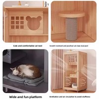 Dongmajiaju Villa pour chat en bois massif, mobilier d'intérieur, espace de circulation libre extra-large, niche pour chat, maison pour chat, tout-en-un