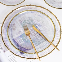 Assiettes en verre colorées de 13 pouces à motif dentelle irrégulière, idéales pour mariages, événements, fêtes et cadeaux – Vente chaude