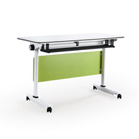 Table d'entraînement pliable avec plateau en bois, structure métallique robuste et roulettes pivotantes à 360° °   Roues pivotantes silencieuses