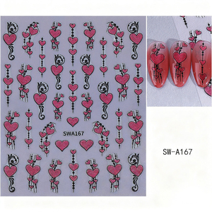 Pegatinas para Uñas con Diseño de Corazón Rojo Brillante y Dorado para el Día de San Valentín, Adornos para Uñas con Líneas de Luna, Flechas y Lazos, Estilo Y2K - Product Image 6