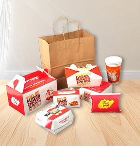 Caja de Papel para Llevar Comida, con Logotipo Personalizado, Resistente al Aceite, Desechable, para Empacar Comida Rápida como <span class=keywords><strong>Pollo</strong></span> Frito y Hamburguesas - Product Image 1