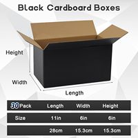 Cajas de Envío Medianas, Paquete de 200 Cajas Rígidas de Cartón Corrugado, Cajas de Correo Negras Ecológicas y Duraderas para Mudanza